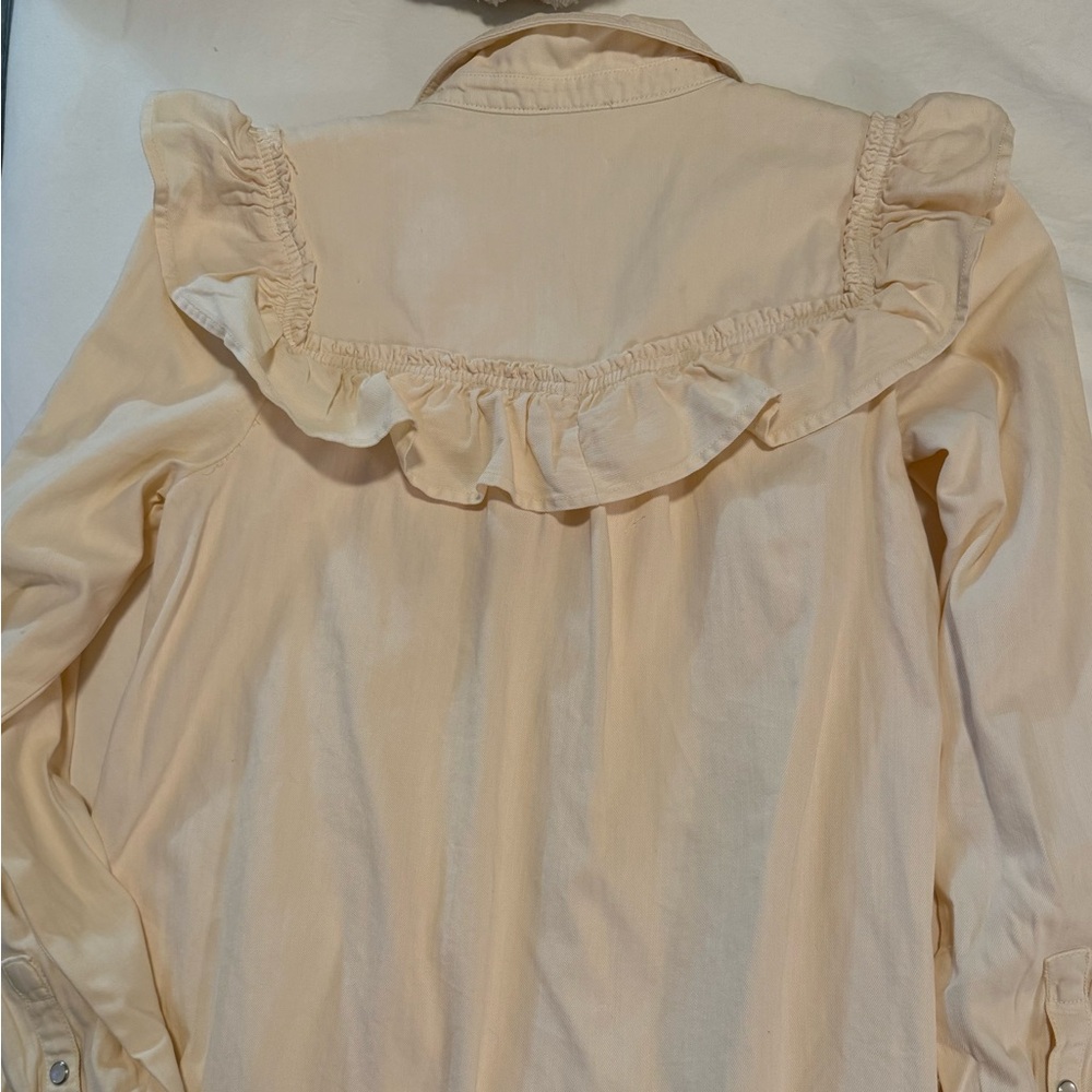 Pilcro Cream Ruffle-Front Long Sleeve Dress - Picture 4 of 6